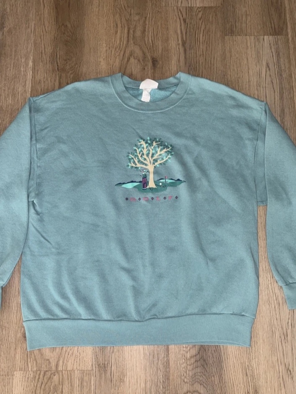 Men's golf Teal Tree-Embroidered Crewneck Sweatshirt blooming & co.